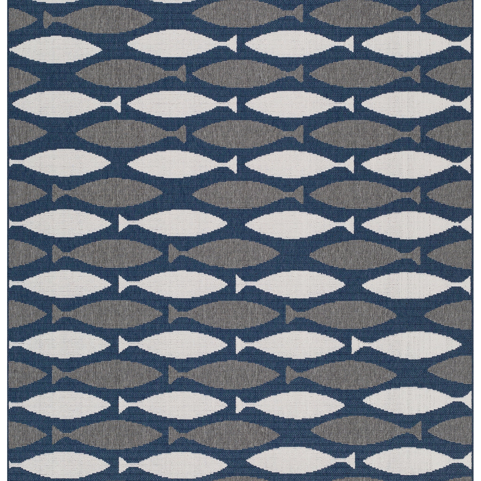 Contemporary, Transitional, Animal Print, Nautical, Textured 1'9" X 3' Rectangle Throw Rug Grey Polypropylene