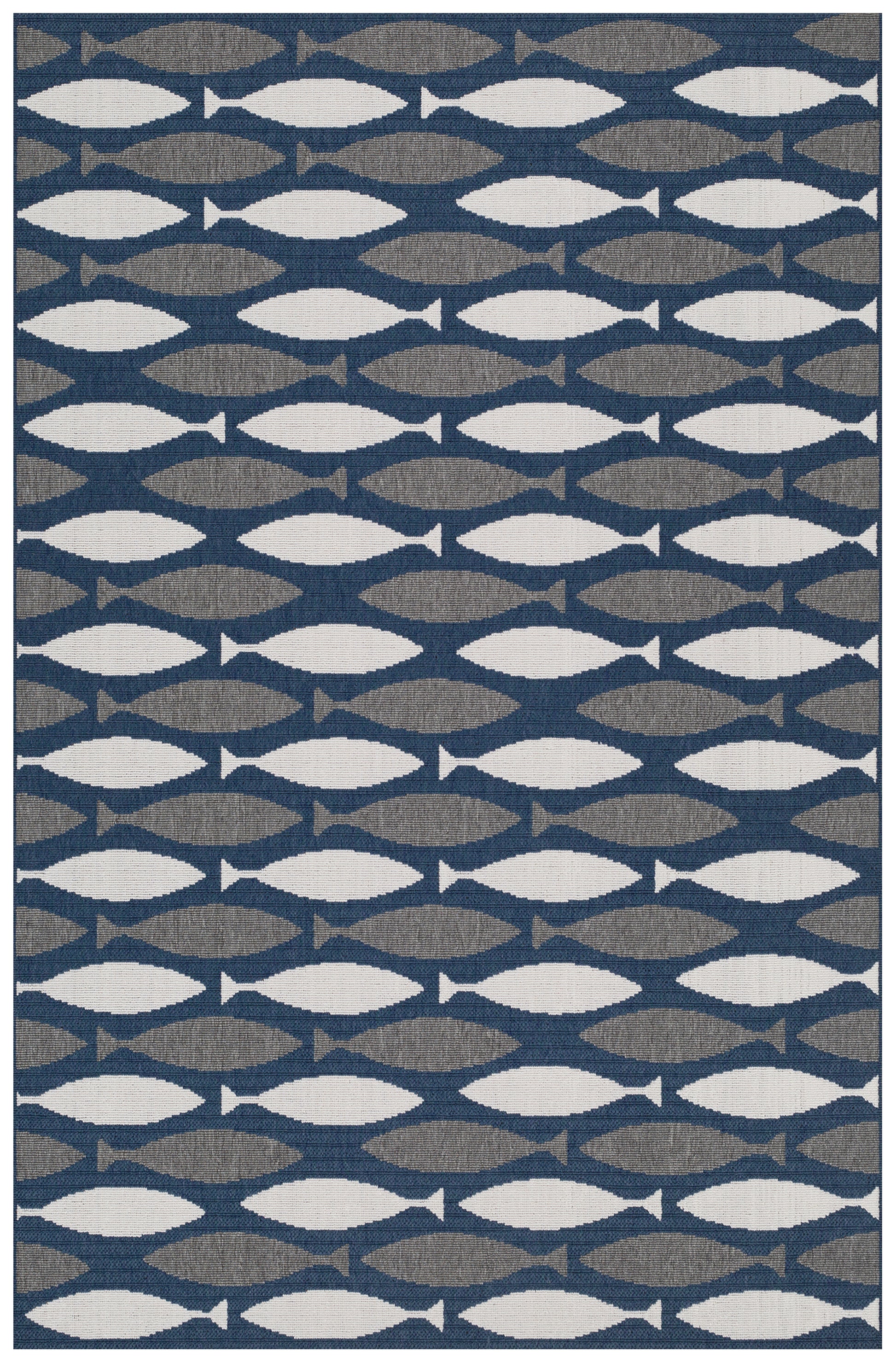 Contemporary, Transitional, Animal Print, Nautical, Textured 1'9" X 3' Rectangle Throw Rug Grey Polypropylene