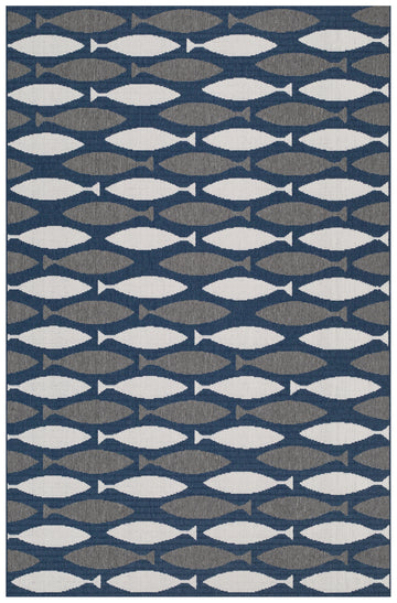 Contemporary, Transitional, Animal Print, Nautical, Textured 1'9" X 3' Rectangle Throw Rug Grey Polypropylene