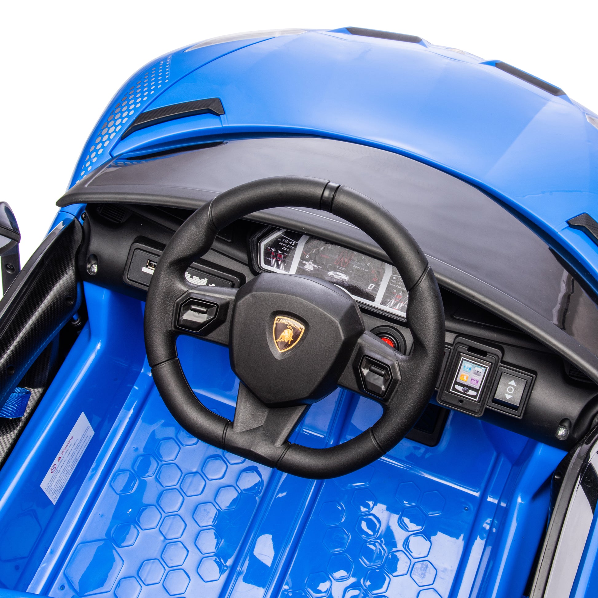 12V Kids Ride On Car W Parents Remote Control,Licensed Lamborghini Aventador Xago,Hydraulic Pressure Door,Slow Start,Early Education,Bluetooth,Adjustable Volume,Mp3,Usb,Led Lights For Kids Aged 2 4. Blue 50 99 Lbs Polypropylene