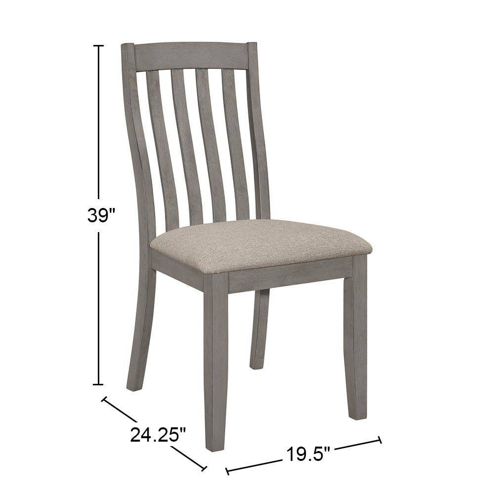 Set Of 2 Dining Chairs With Upholstered Seat In Coastal Grey Solid Grey Dining Room Dining Chairs Slat Back Set Of 2 Mdf