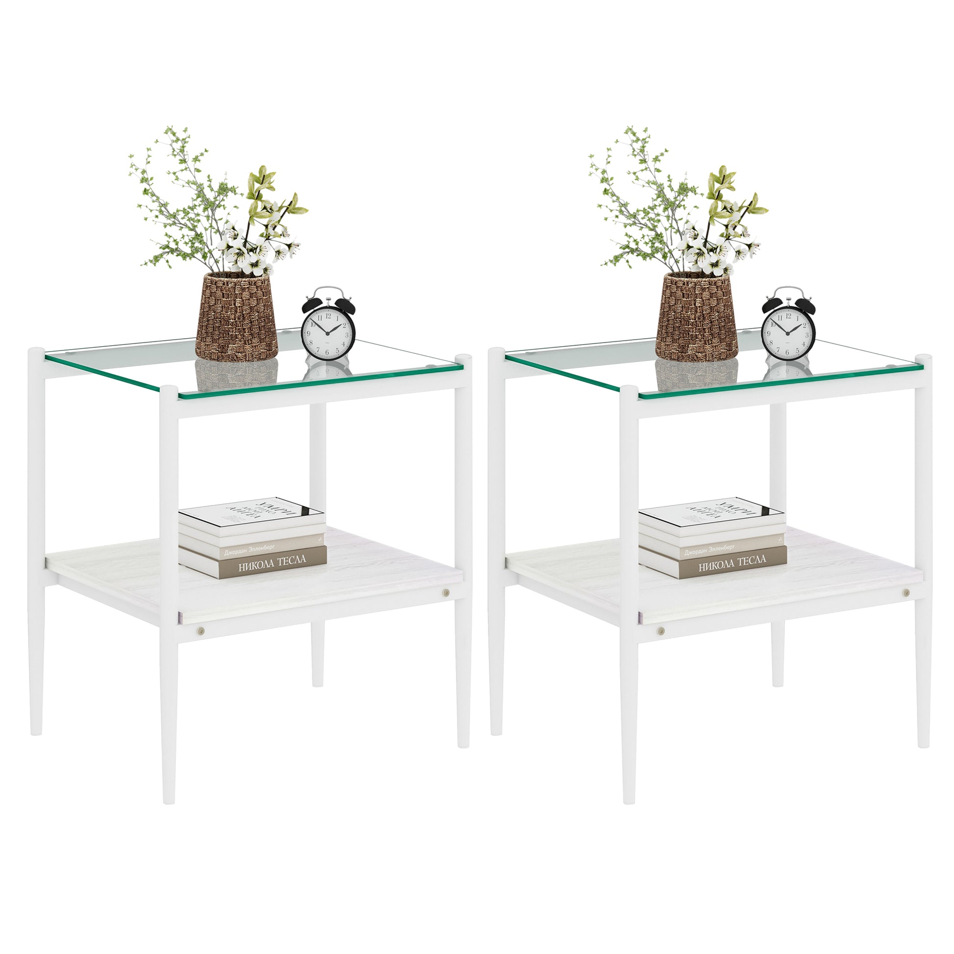 Coffee Table And End Tables Set Of 3, Tempered Glass Table With Mdf Layer, Modern Tables For Living Roomtransparent Glass Transparent Tempered Glass