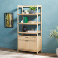 Transitional Wide Reeded Bookshelf With Drawers On Bottom Oak Oak Mdf Mdf