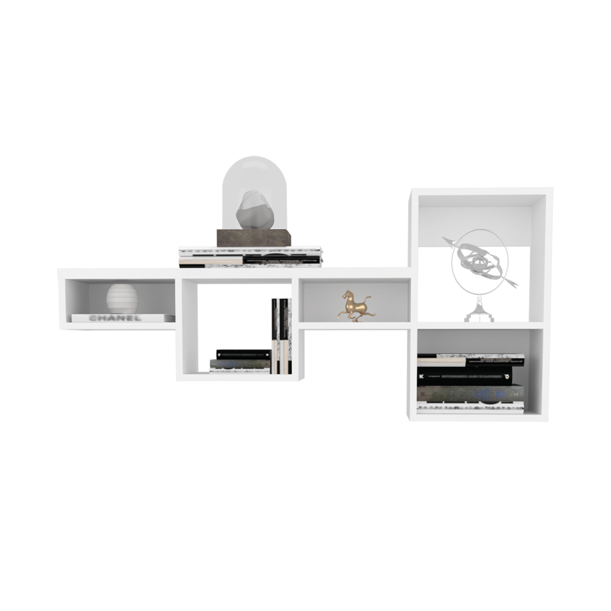 Wallshe 47" Wide 7 Tier Wall Shelf, Cube Shelf Modular Shelf For Living Room, Home Office, Bedroom White 7 White Horizontal Primary Living Space Modern Wall Mounted Particle Board