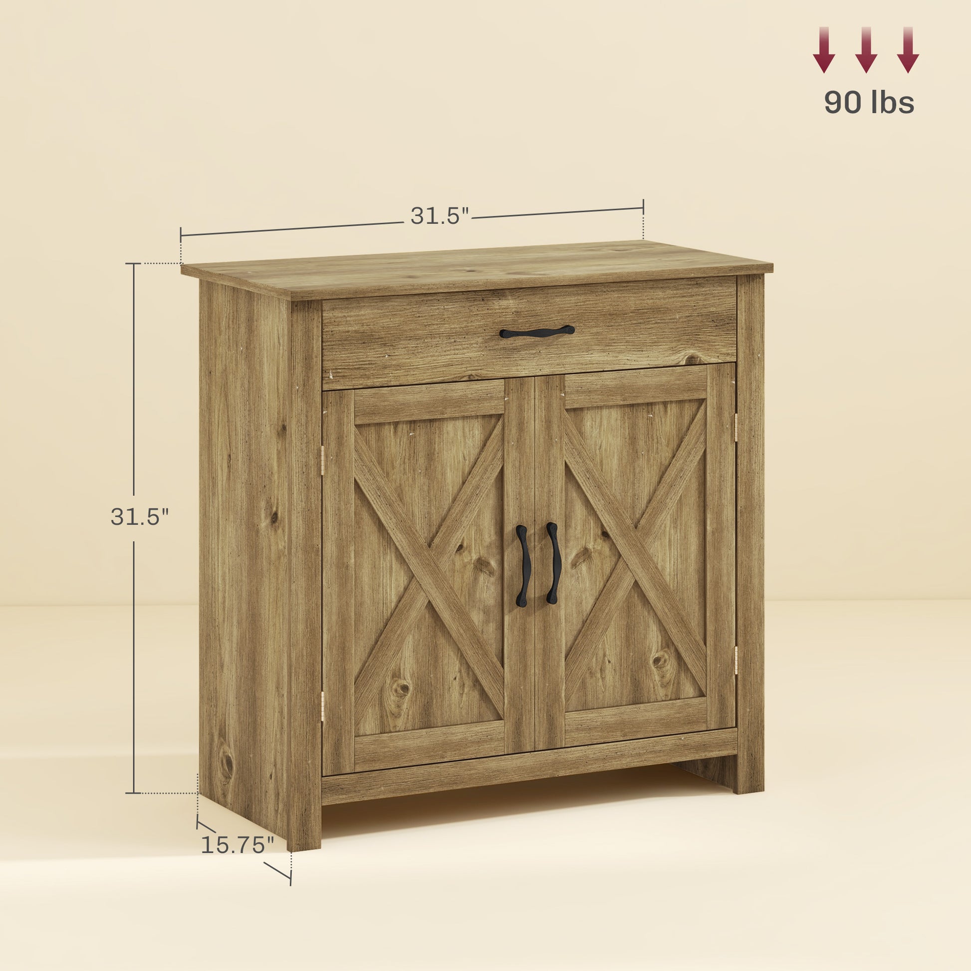 Homcom Farmhouse Sideboard Buffet Cabinet, Barn Door Coffee Bar Cabinet With Drawer And Adjustable Shelf, Kitchen Cabinet For Living Room, Entryway, Natural Wood Natural Wood Mdf