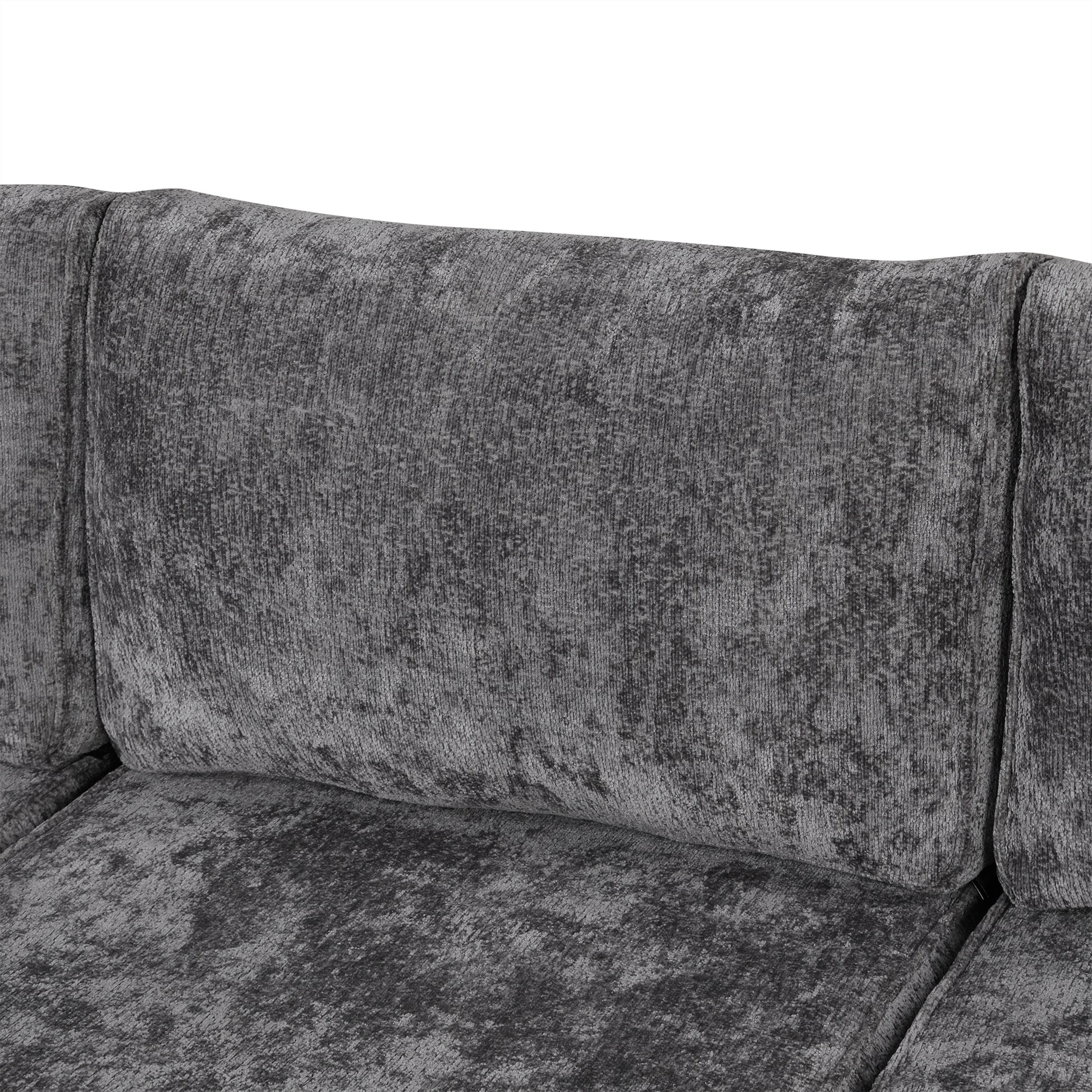 112.2" Sectional Sofa Pull Out Sofa Bed Sleeper With A Storage Ottoman,Three Pillows And Charging Devices For Living Room, Grey Grey Foam Chenille 6 Seat