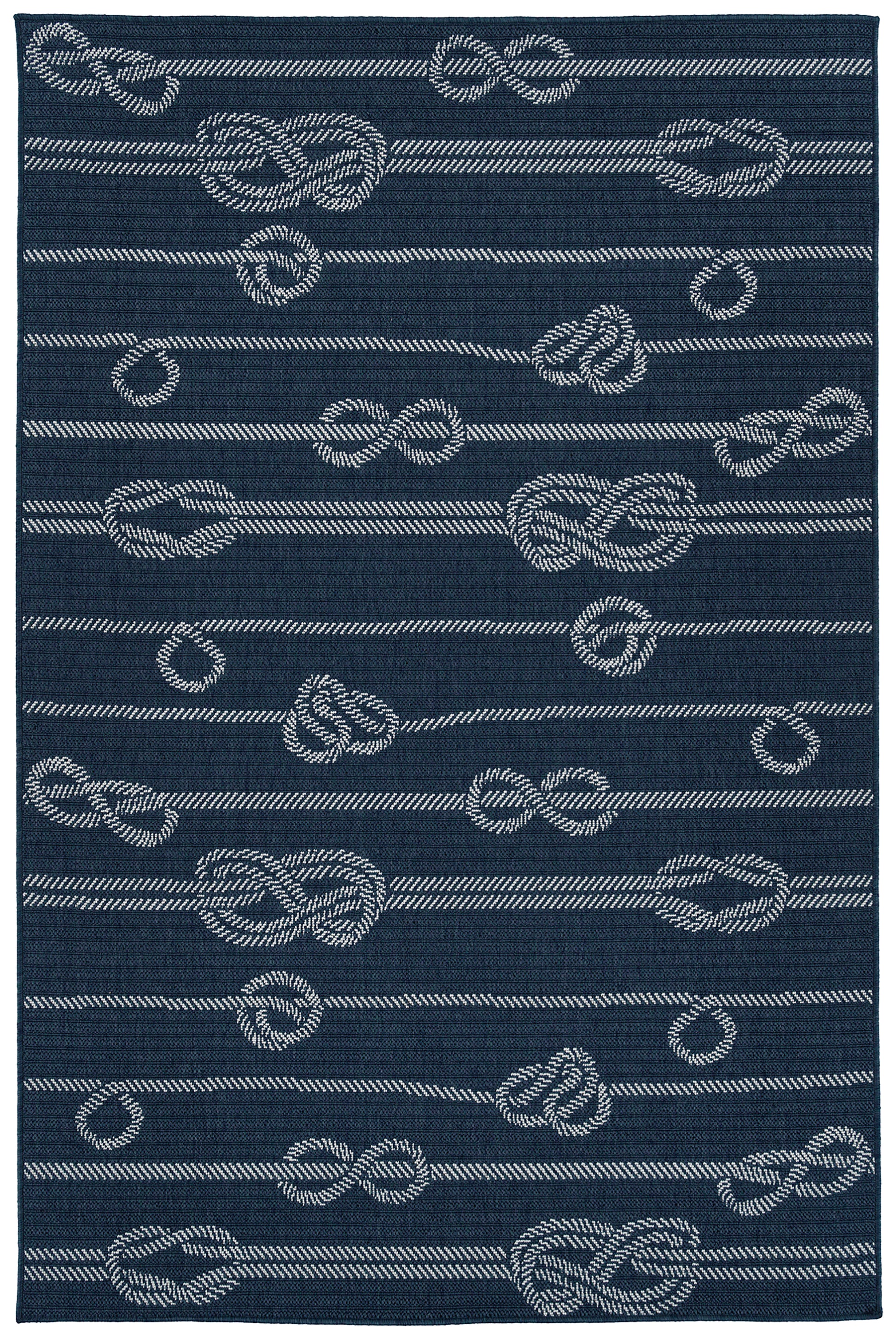 Contemporary, Transitional, Geometric, Nautical, Textured 1'9" X 3' Rectangle Throw Rug Navy Polypropylene