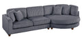 Contemporary 2Pc Sectional Set Xl Plush Corduroy Fabric Dark Gray Laf Sofa Raf Round Chaise W Pillows Living Room Couch Dark Gray Wood Primary Living Space Soft Cushion Back Contemporary,Modern L Shaped Rubberwood Corduroy 4 Seat