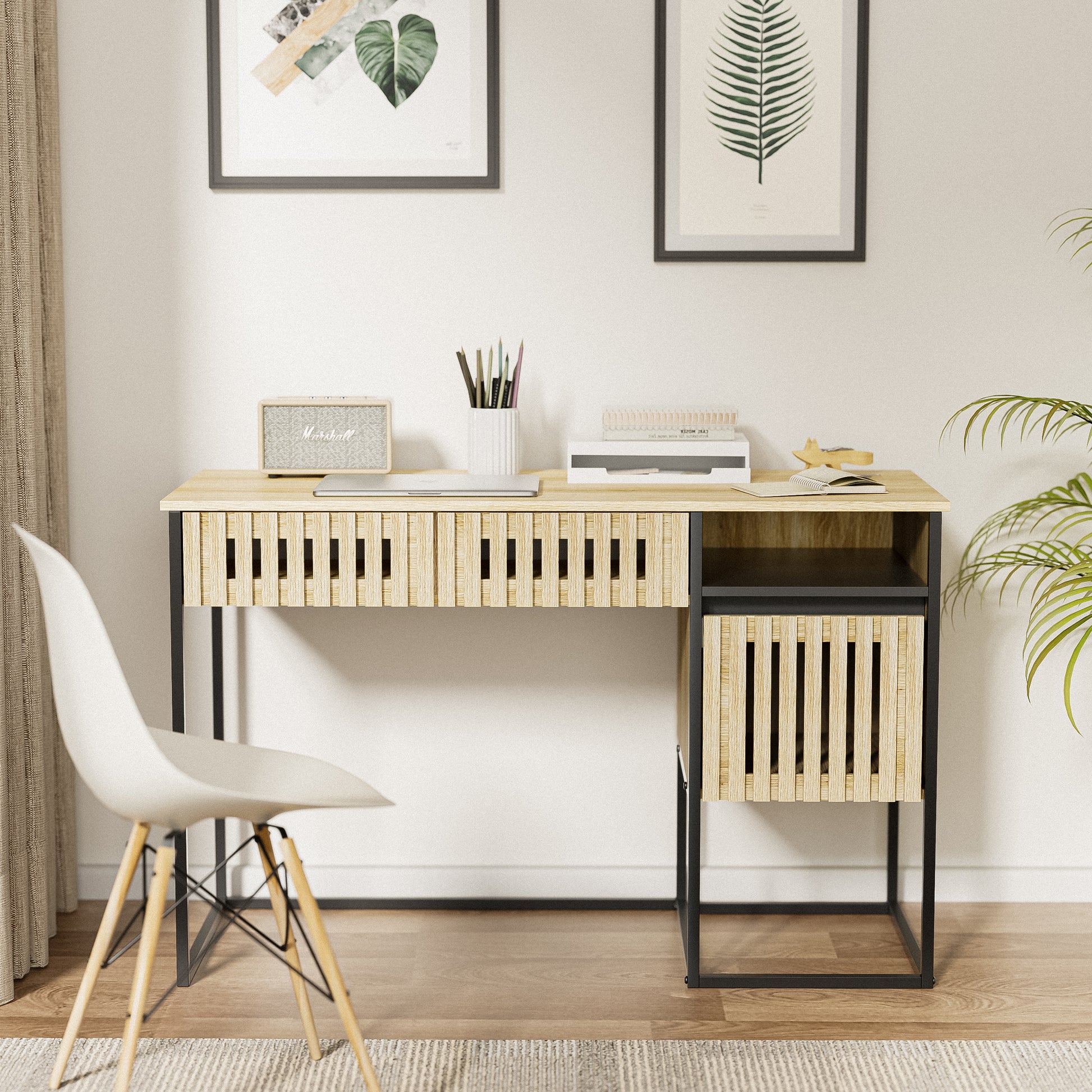Desk,Computer Desk,Dresser,With Drawers Storage,Easy Assembly,Metal Frame,Modern Minimalist,Vertical Stripe Element Nature Primary Living Space ... Desk,Computer Desk,Dresser,With Drawers Storage,Easy Assembly,Metal Frame,Modern Minimalist,Vertical Stripe Element Nature Primary Living Space ...