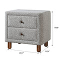 Grey Boucle 2 Drawer Upholstered Nightstand Grey 2 Drawers Bedroom Rectangle Drawers Wood Fabric