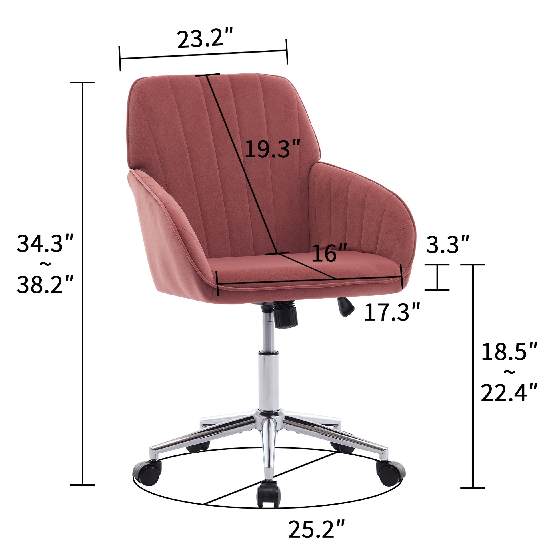 Ty Office Chair Rose Red Velvet