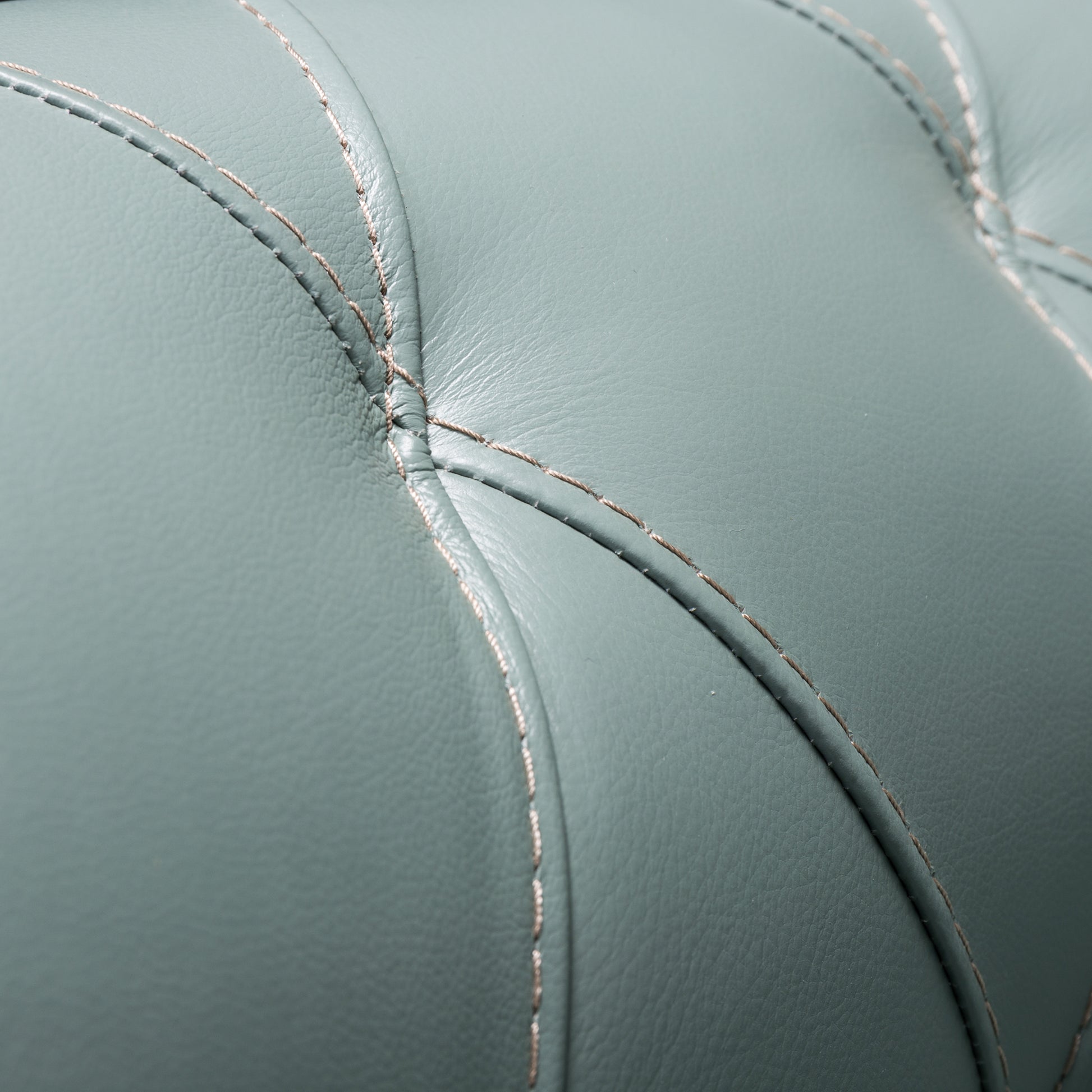 Modern Tufted Leather Sofa Seafoam Leather 3 Seat