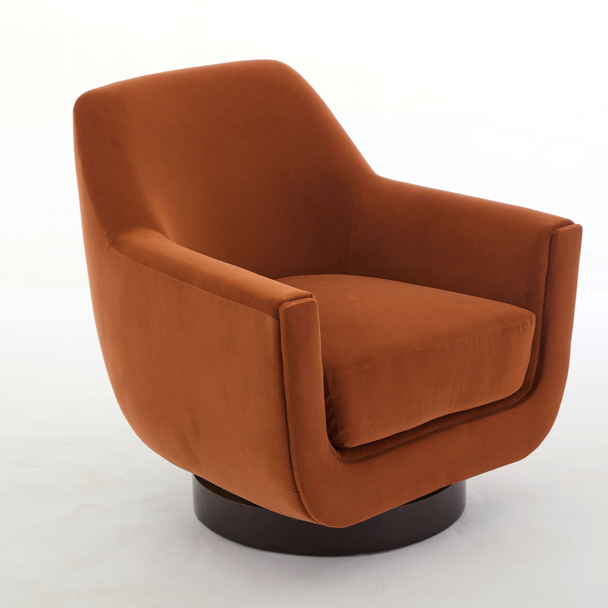 U Shaped Fully Assembled Swivel Chair Velvet Accent Chair Armchair Round Barrel Chair For Living Room Bedroom, Burnt Orange Burnt Orange Velvet