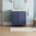 30 Inch Freestanding Bathroom Vanity With Sink, Carrara Engineered Marble Vanity Top With Undermounted Rectangular Ceramic Sink, Large Storage Soft Close Door, Navy Blue 24V03 30Nb Navy Blue Wood