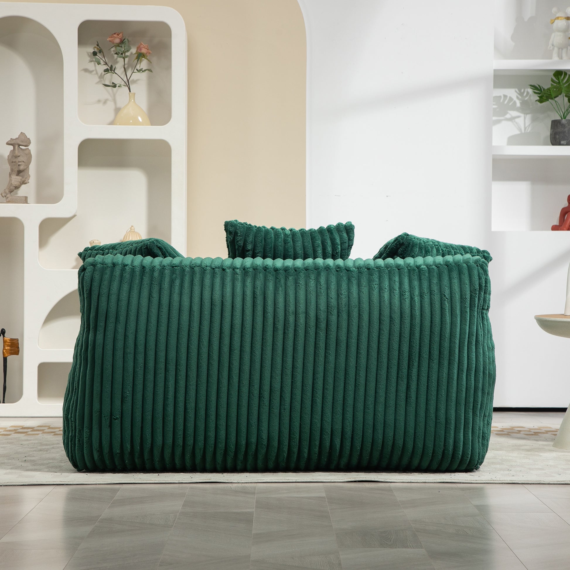 Coolmore Corduroy Lazy Sofa With 3 Back Pillows,Comfy Sofa Deep Seat Couch For Living Room,Club Emerald Emerald Primary Living Space Foam Corduroy 1 Seat