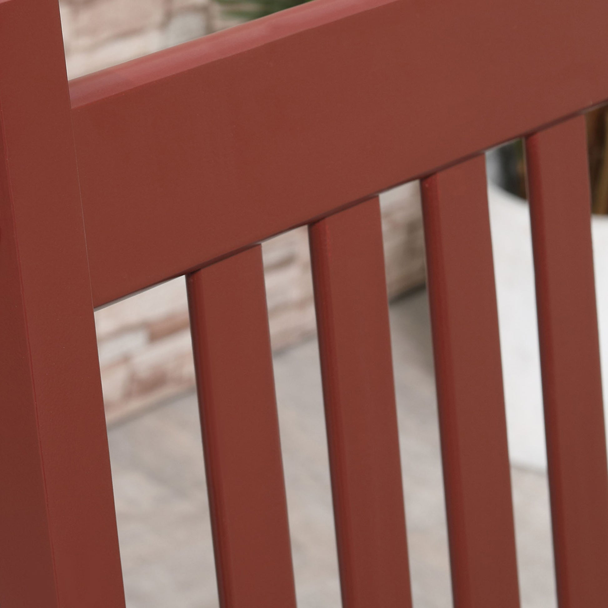 Outsunny Outdoor Rocking Chair Set Of 2 With Side Table, Patio Wooden Rocking Chair With Smooth Armrests, High Back For Garden, Balcony, Porch, Supports Up To 352 Lbs., Wine Red Red Wood