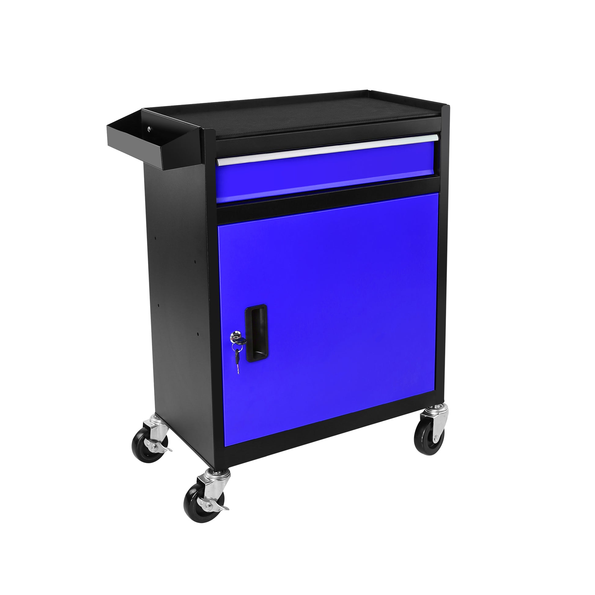 5 Drawer Rolling Tool Chest, High Capacity Tool Storage Cabinet W Lockable Wheels, Anti Slip Liner, Detachable Tool Box Organizer, Rolling Tool Cabinet Black Blue Steel