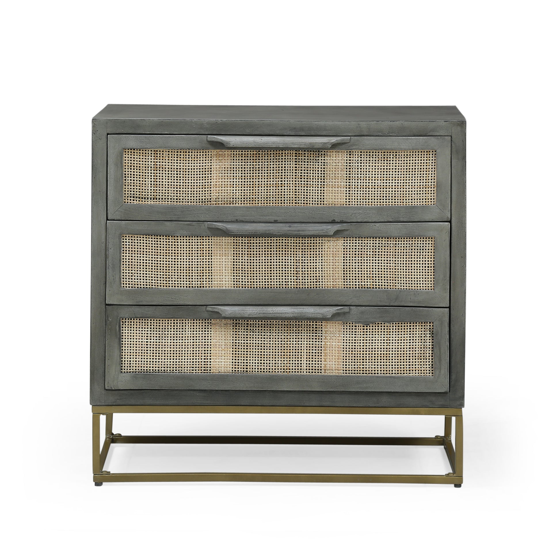 Mango Wood Natural Cabinet With 3 Drawers Grey Wood