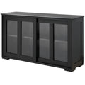 Homcom Sideboard Buffet Cabinet, Stackable Credenza, Coffee Bar Cabinet With Sliding Glass Door And Adjustable Shelf, Black Black Engineered Wood