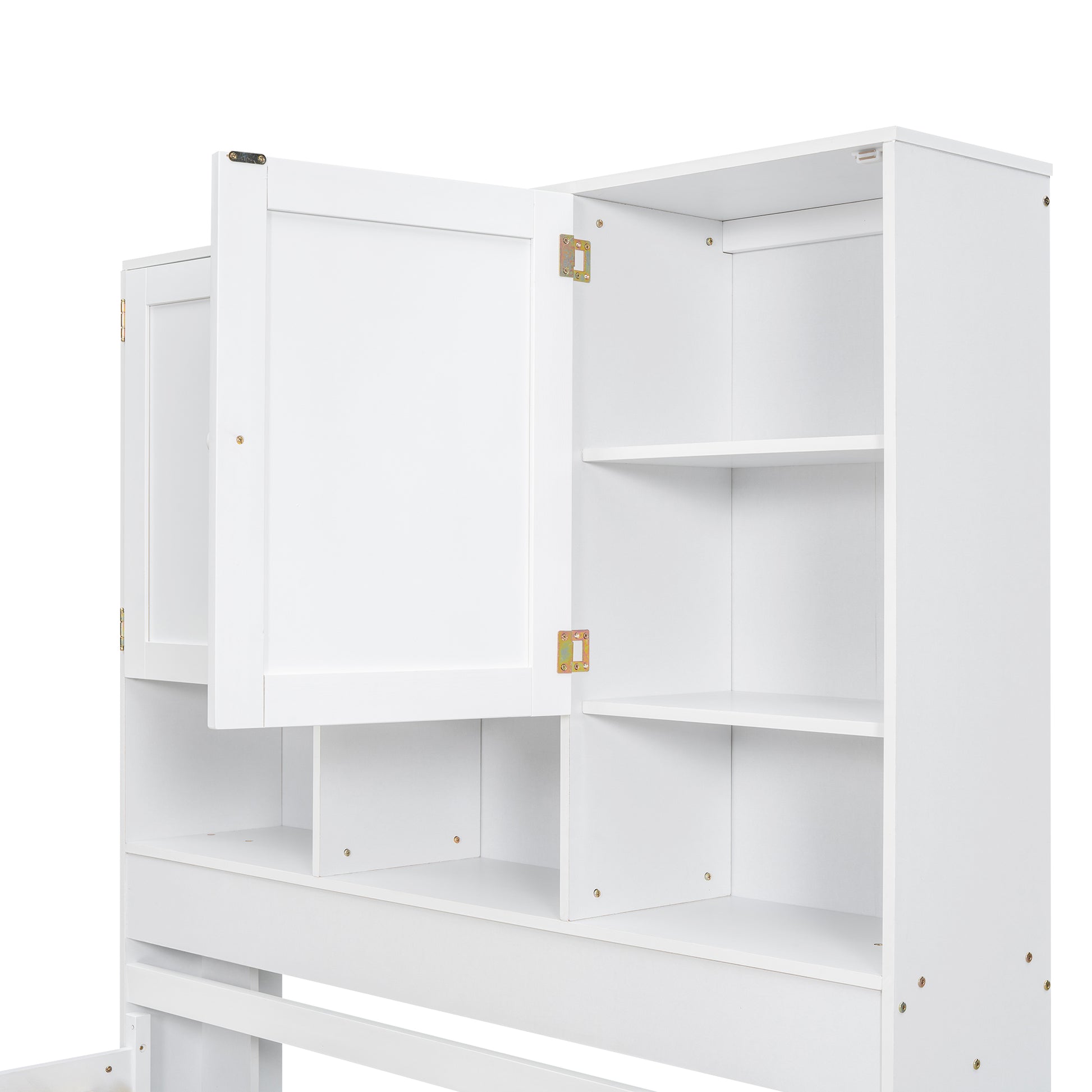 Full Size Platform Bed With Storage Headboard And 4 Drawers, White Box Spring Not Required Full White Wood Bedroom Bed Frame Solid Wood Mdf