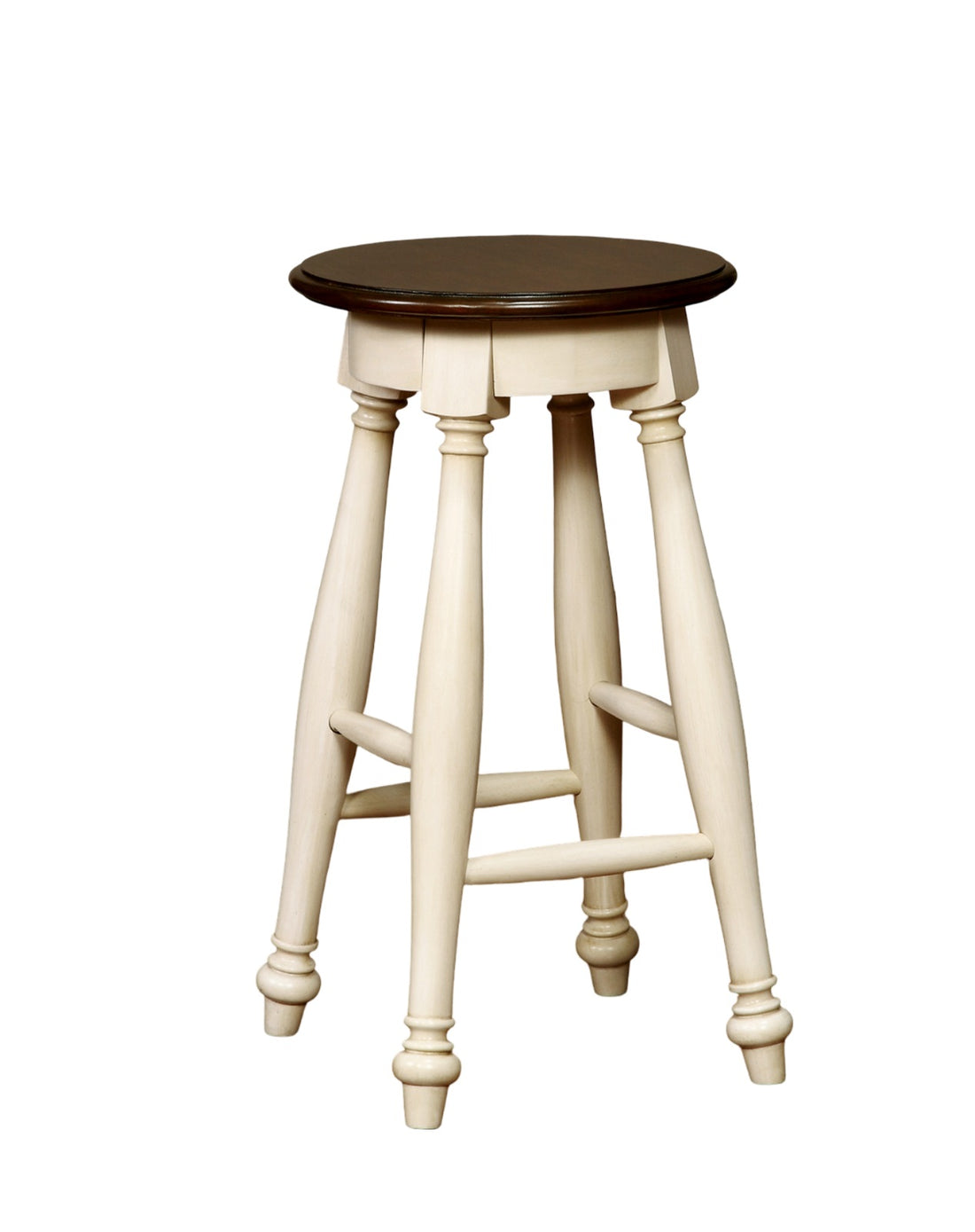 Off White 2Pc Stools Transitional Style Solid Wood Cherry Wooden Seat Turned Legs Stool Dining Room Cherry,Off White Dining Room Contemporary,Transitional Bar Stools Set Of 2 Solid Wood