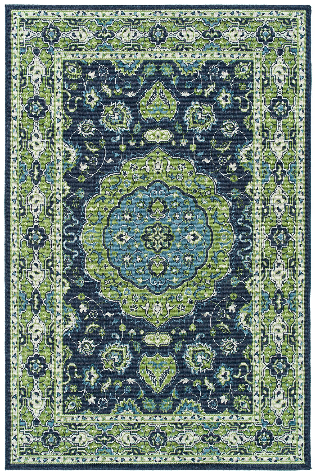 Transitional, Oriental, Medallion, Textured Loop Pile 5' X 7'6" Rectangle Area Rug Multi Polypropylene