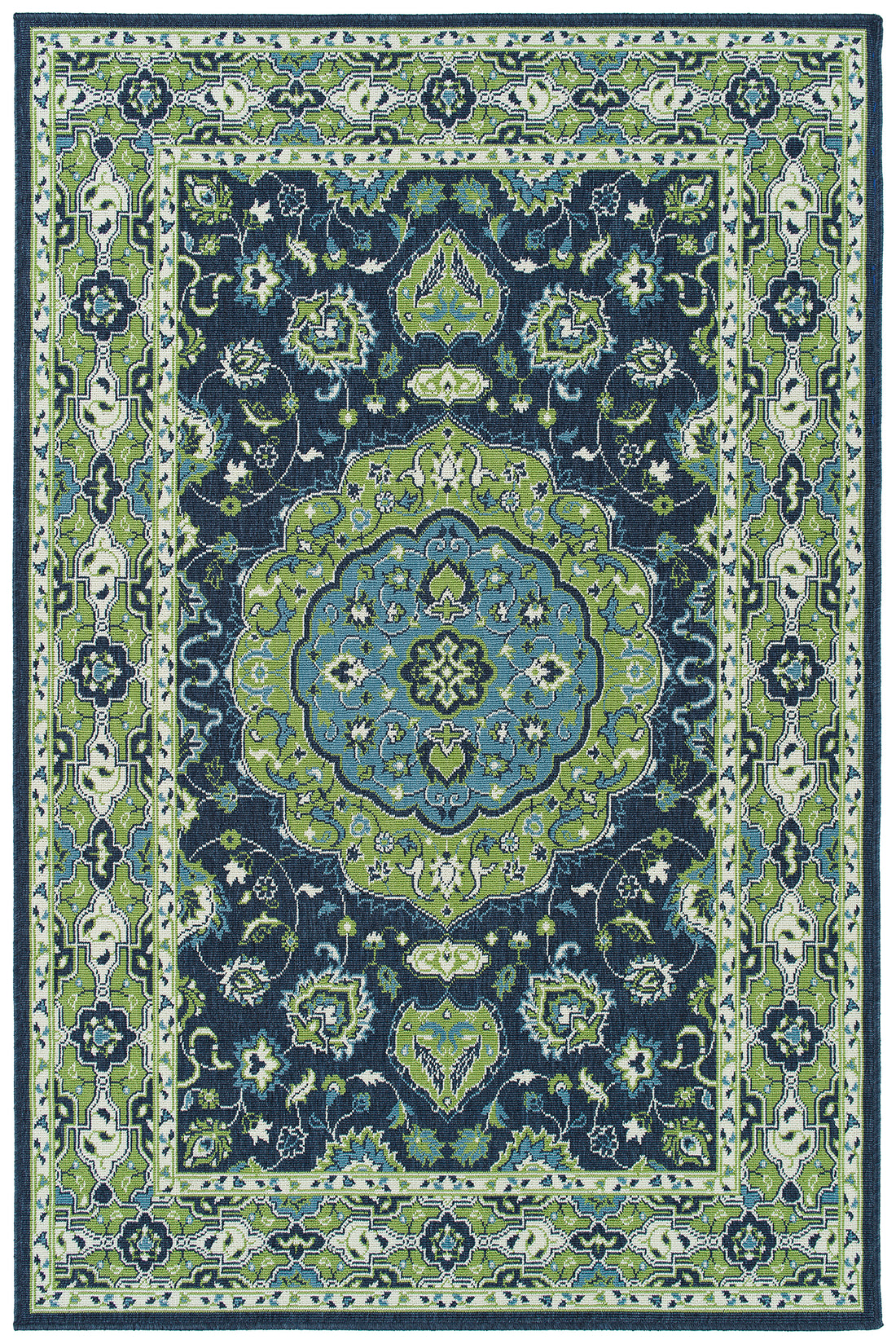 Transitional, Oriental, Medallion, Textured Loop Pile 5' X 7'6" Rectangle Area Rug Multi Polypropylene