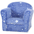 Qaba Kids Sofa Chair, Toddler Sofa With Glow In The Dark Star Design & Wooden Frame, Upholstered Baby Sofa For 18 36 Months For Bedroom, Livingroom, Playroom, Kid Room, Blue Blue Fabric