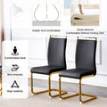 Table And Chair Set.Modern Rectangular Dining Table With Black Textured Stickers Glass Tabletop And Gold Plated Metal Legs.Paried With 4 Comfortable Chairs With Pu Seats And Golden Metal Legs. Black