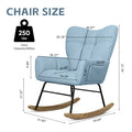 Teddy Fabric Rocking Chair, Modern Rocking Accent Chair For Nursery, Living Room, Bedroom, Sky Blue Metal Blue Bedroom Foam Modern Rocking Chairs Foam Wood Metal