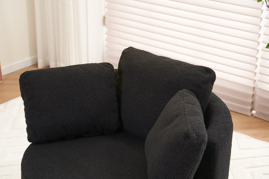 029 Teddy Fabric Swivel And Storage Chair With Back Cushion For Living Room,Black Black Primary Living Space Modern Foam Teddy