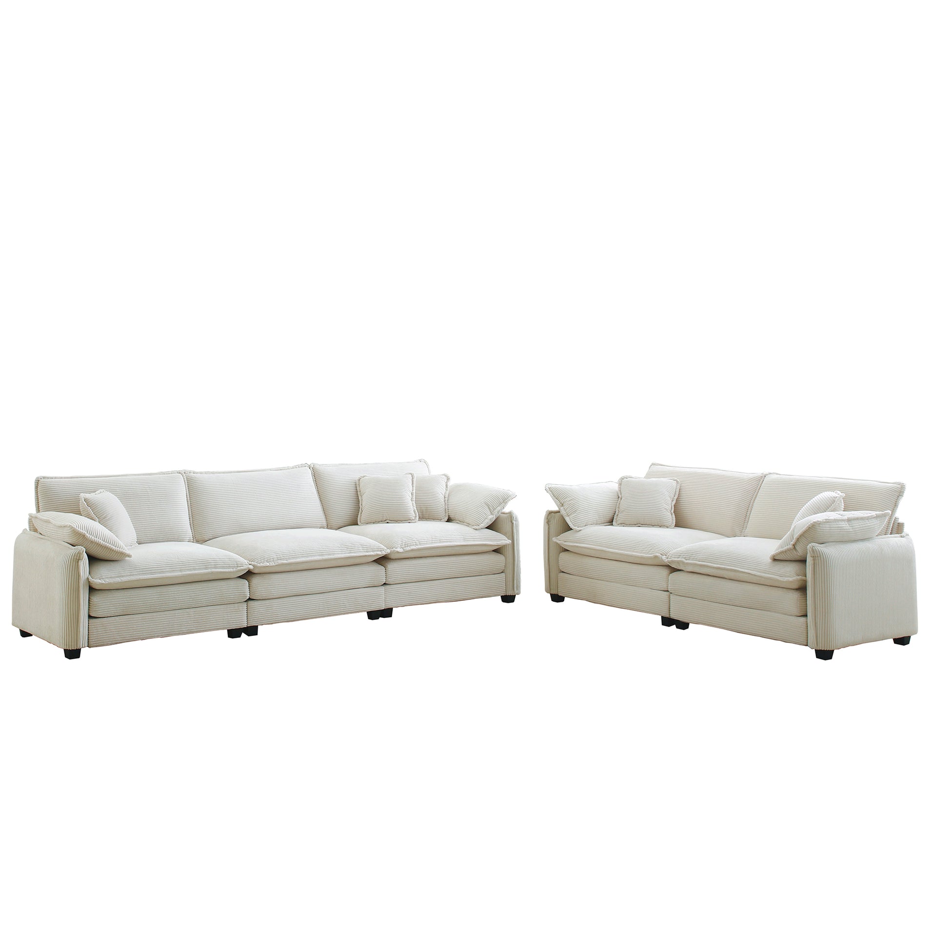 Family Sofa Set Deep Seat Sofa, Warm Sofa For Home Cinema And Living Room, One 2 Seater Sofa And One 3 Seater Sofa,Beige Corduroy Beige Corduroy 5 Seat