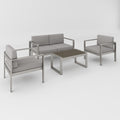 Aluminum Modern 4 Piece Sofa Seating Group For Patio Garden Outdoor Yes Complete Patio Set Gray Silver Mildew Resistant Frame Fade Resistant Cushion Garden & Outdoor Modern Complete Patio Sets Aluminium Aluminium