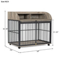 44'' Heavy Duty Large Dog Crate Furniture For Large Medium Dog With Lockable Wheels, Wooden Dog Crate Dog Kennel, End Table Crate With Double Layer Storage, Gray Gray Dog Engineered Wood