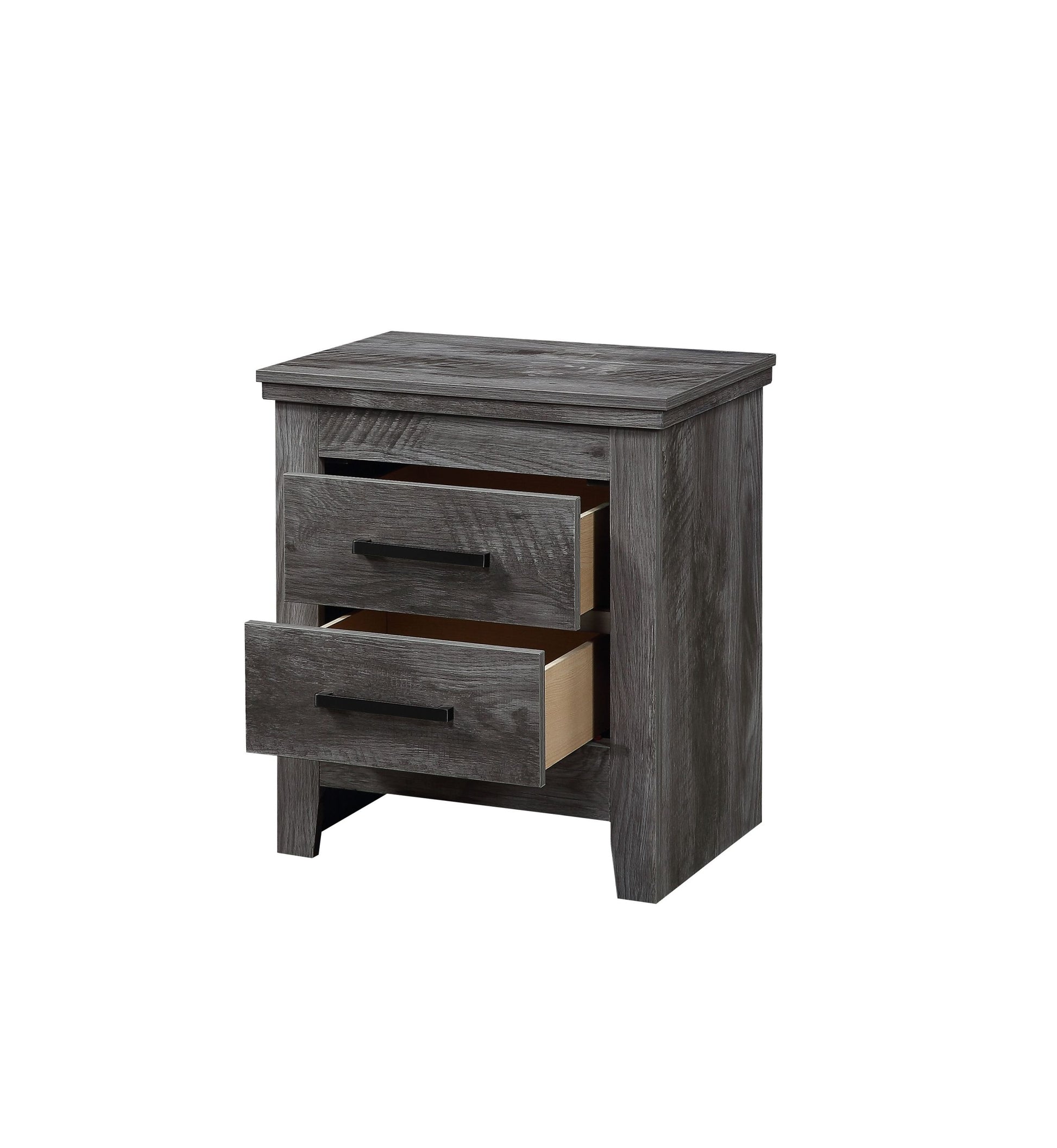 Rustic Grey Oak 2 Drawer Nightstand Rustic 2 Drawers Bedroom Rectangle Industrial Drawers Rust Solid Wood Mdf