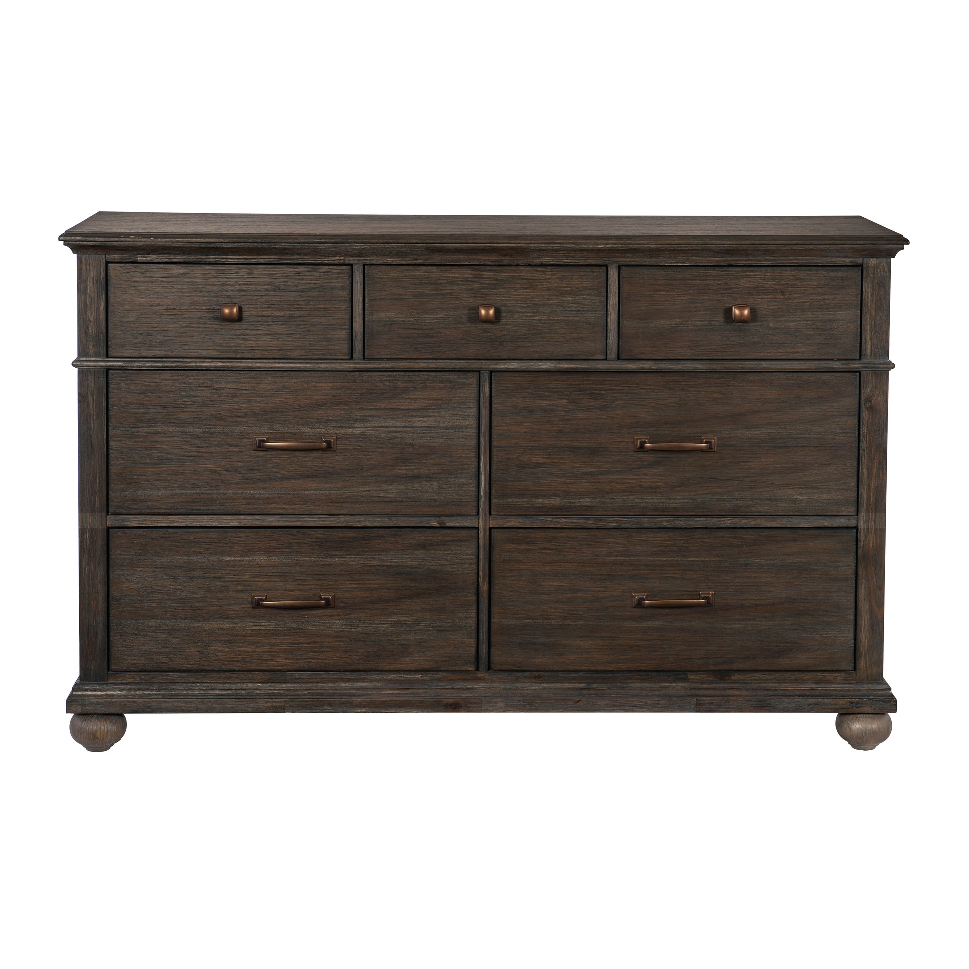 Classic Rustic Brown Finish Dresser Of 7 Drawers Wooden Bedroom Furniture 1Pc Rustic Style Rustic Brown Bedroom Wood