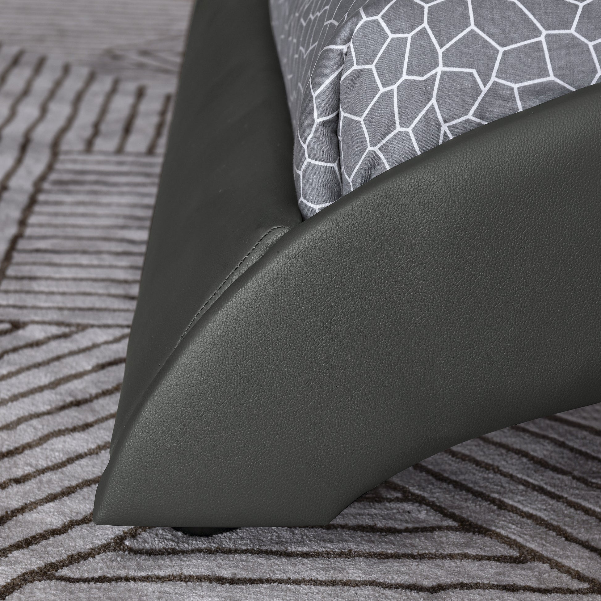 Queen Led Bed Frame Modern Faux Leather Upholstered Platform Bed Frame With Rgb Led Lights And Headboard Wave Like Curve Low Profile Bed Frame,Wood Slats Support,Easy Assembly, Grey Queen Grey Pu