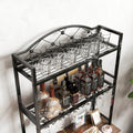 Industrial Wine Rack Bar Table, 3 Tier Liquor Bottle And Glass Holder With Storage Shelves, Metal And Wood Wine Organizer For Home Kitchen, Dining Room, And Living Room Black Brown Kitchen American Design Metal