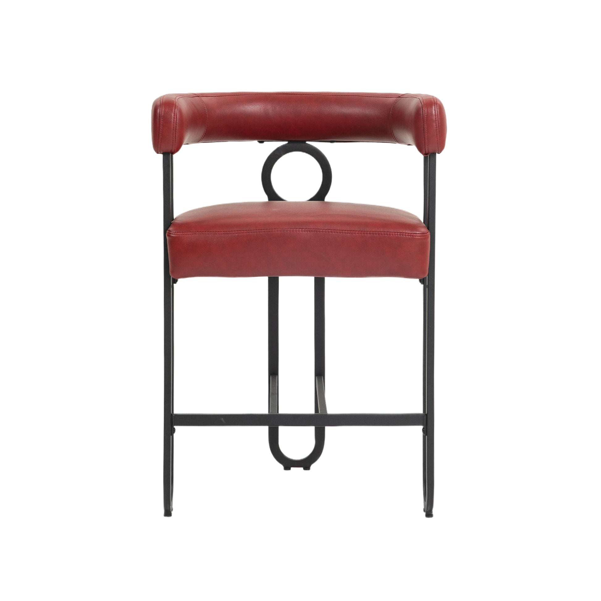 Coolmore Bar Stools Set Of 2, Modern Bar Stool With Back, Black Metal Frames, Upholstered Bar Stools For Kitchen Island, Pub, Club Wine Red Pu Wine Red Dining Room Foam Pu Leather