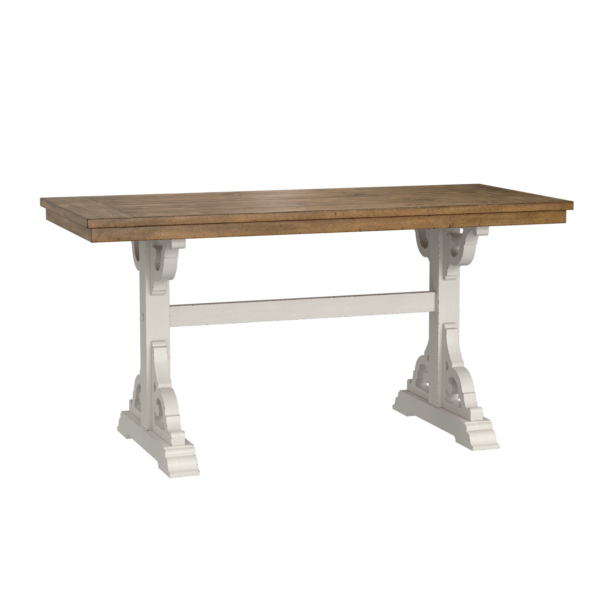Haidel Brown And White Trestle Gathering Table Brown White Solid Wood