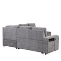 L Shaped Padded Modular Sofa With Storage Space, Usb Ports, And Cup Holders On The Armrests, Suitable For Living Rooms, Offices, And Apartments. Gray Wood Polyester 5 Seat