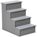 Pawhut Pet Stairs, Small Pet Steps With Cushioned Removable Covering For Dogs And Cats Up To 22 Lbs., Grey Grey Mdf