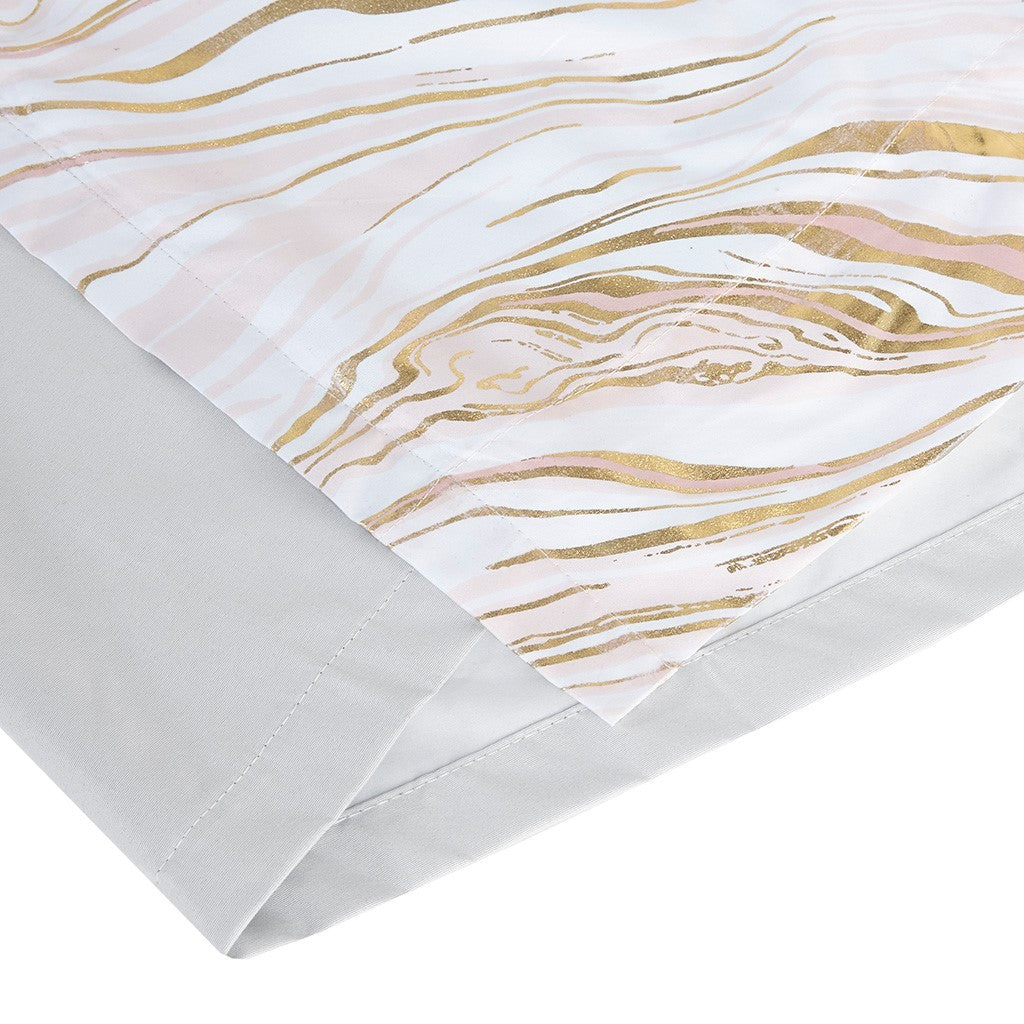 Grommet Top Printed Marble Metallic Total Blackout Curtain Only 1 Pc Panel Blush Gold Polyester