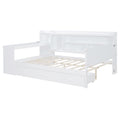 Full Size Wooden Daybed With 3 Drawers, Usb Ports And Desk ,White Full White Wood