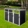 Garbage Bin Shed Stores 3 Trash Cans Metal Outdoor Bin Shed For Garbage Storage,Grey Grey Metal