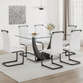 Table And Chair Set.Large Rectangular Glass Dining Table, 0.39 