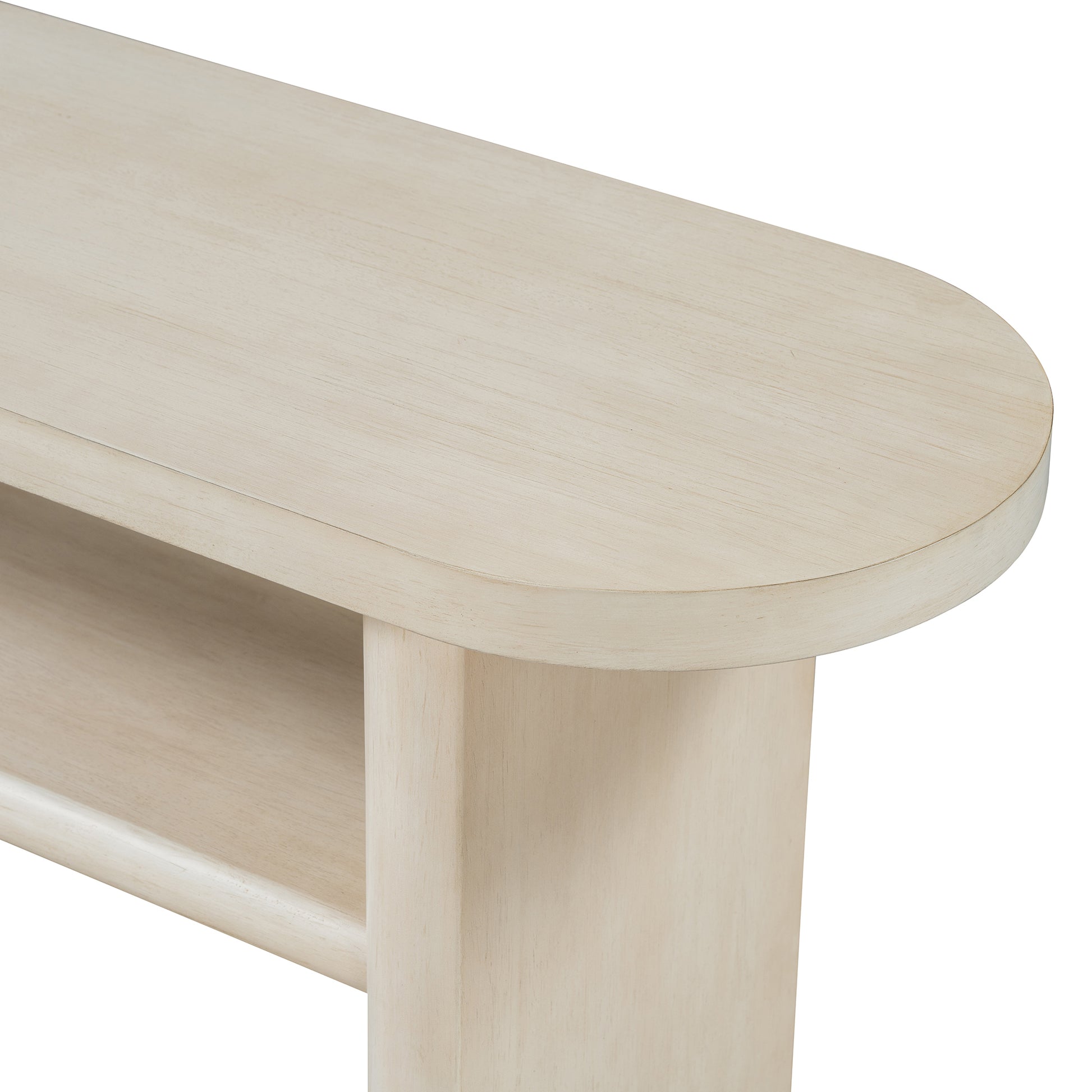 Elegant Minimalist Console Table With Rounded Edges And Sturdy Shelf Design For Entryway, Living Room Gray Wash Gray Wash Solid Wood Mdf