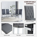 2 Piece Set Of Gray Armless Dining Chairs Brings A Touch Of Elegance And Mystery To The Dining Area With Its Deep Gray Tone,The Grid And Buckle Design Of The Back Add A Vintage Yet Fashionable Touch Gray Set Of 2 Pu