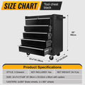 High Capacity Rolling Tool Chest With Wheels And Drawers, 5 Drawer Tool Storage Cabinet Black Iron