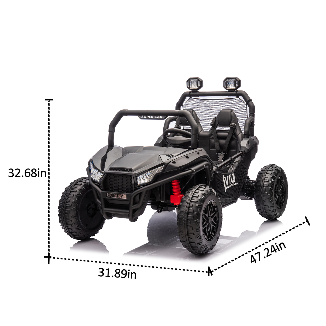 24V Two Seater Kids Ride On Utv W Parents Control,400W Super Power,Four Wheel Suspension,Led Light With Rear Searchlight,Bluetooth,Mp3,Music,Rear Storage Space,Speeds 3.73 4.97Mph For Kids Aged 3 . Black 50 99 Lbs Polypropylene